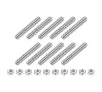 sourcing map 1/4"-20 Fully All Threaded Rod, 10 Pcs 304 Stainless Steel Long Threaded Screw 1.6" Length Right Hand Threads for Furniture Mounting Assembly Fastening