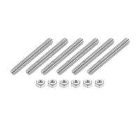 sourcing map 1/4"-20 Fully All Threaded Rod, 6 Pcs 304 Stainless Steel Long Threaded Screw 2" Length Right Hand Threads for Furniture Mounting Assembly Fastening