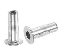 sourcing map 1/4-20 Multi-Grip Rivet Nuts, 6pcs Pre-Bulbed Shank Flat Head Threaded Insert Nut 304 Stainless Steel Plus Nuts for Construction Industrial