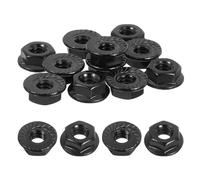 sourcing map 1/4-20 Serrated Flange Hex Lock Nuts, 15Pcs 304 Stainless Steel Non-Slip Hexagon Flange Nut, Full Thread, Bright Finish, Black