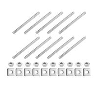 sourcing map 1/4"-20 UNC Fully All Threaded Rod, 10 Pcs 304 Stainless Steel Long Threaded Screw 90mm/3.5" Length Right Hand with Square Washers for Furniture Mounting Assembly Fastening