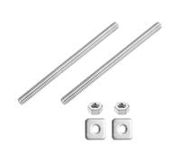 sourcing map 1/4"-20 UNC Fully All Threaded Rod, 2 Pcs 304 Stainless Steel Long Threaded Screw 100mm/3.9" Length Right Hand with Square Washers for Furniture Mounting Assembly Fastening
