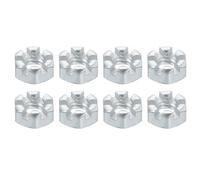 sourcing map 1/4-20 UNC Hexagon Slotted Nut, Grade 6.8 Zinc-Plated Carbon Steel Hex Nuts Good for Machinery Repairing, Silver, 8Pcs
