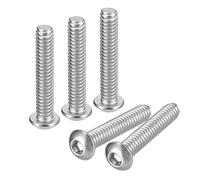 sourcing map 1/4-20x1-3/8" Button Head Socket Cap Screws, 20pcs 304 Stainless Steel Fasteners Hex Bolts Screws, Full Thread Hex Drive Screws