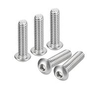 sourcing map 1/4-20x1" Button Head Socket Cap Screws, 25pcs 304 Stainless Steel Fasteners Hex Bolts Screws, Full Thread Hex Drive Screws