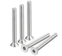 sourcing map 1/4-20x2-1/4" Flat Countersunk Head Socket Cap Screws, 5Pcs 304 Stainless Steel Hex Socket Flat Head Screws, Full Thread, Countersunk Bolts