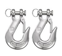 sourcing map 1/4" Clevis Grab Hooks, 2Pcs 304 Stainless Steel Chain Hook, 1102lbs Capacity Heavy Duty Safety Chain Hooks for Trailer Truck Transport