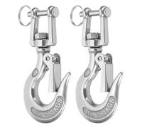 sourcing map 1/4" Clevis Slip Hook, 2Pcs 304 Stainless Steel Clevis Chain Grab Hook 771lb Capacity Heavy Duty Safety Chain Hooks with Safety Latch for Trailer Truck Transport