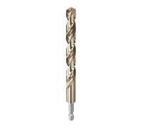 sourcing map 1/4" Hex Shank Drill Bit 15/32" Gold Oxide M35 High Speed Steel Twist Drill Bit 135 Degree Split Point Tip Drilling Tool with Quick Change Hex Shank for Metal Wood Plastic