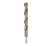 sourcing map 1/4" Hex Shank Drill Bit 27/64" Gold Oxide M35 High Speed Steel Twist Drill Bit 135 Degree Split Point Tip Drilling Tool with Quick Change Hex Shank for Metal Wood Plastic