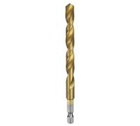 sourcing map 1/4" Hex Shank Twist Drill Bits 8.2mm Titanium Coated High Speed Steel Quick Change Hex Drilling Bit Jobber Drill Bits for Wood Plastic Metal, Gold