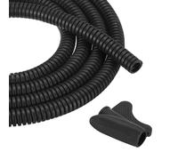 sourcing map 1/4 Inch 10ft Split Wire Loom Tubing, Flexible Cord Protectors with Installation Tool Cable Management Sleeve Conduits Cover for Office Home Electrical Automotive Wires, Black