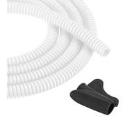 sourcing map 1/4 Inch 20ft Split Wire Loom Tubing, Flexible Cord Protectors with Installation Tool Cable Management Sleeve Conduits Cover for Office Home Electrical Automotive Wires, White