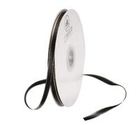 sourcing map 1/4 Inch 50 Yards Black Satin Ribbon with Gold Edge, Double Faced Polyester Solid Ribbon for Gift Crafted Wreath Wrapping Wedding Decoration Bouquet Accessories