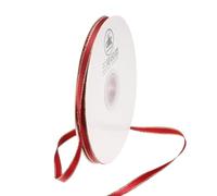 sourcing map 1/4 Inch 50 Yards Burgundy Satin Ribbon with Gold Edge, Double Faced Polyester Solid Ribbon for Gift Crafted Wreath Wrapping Wedding Decoration Bouquet Accessories