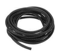 sourcing map 1/4 Inch x 16.5 Ft Split Wire Loom Tubing, Guard Convoluted Flex, Protective Split Cable Conduit, Flexible Wire Protector Tubing, Electrical Cord Cover, Black