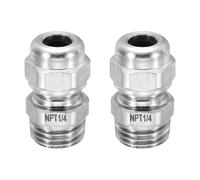 sourcing map 1/4" NPT Cable Glands, IP68 Waterproof Strain Relief Cord Grip Connector for 3-6.5mm Dia Wire, 304 Stainless Steel Wire Protectors for Cable Fixing, Wiring, Repairing, Pack of 2