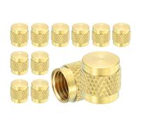 sourcing map 1/4" SAE Brass Flare Caps, 24Pcs Solid Brass Valve Caps, Refrigeration Valve Cap Flat with Rubber Seal for HVAC AC System, Air Conditioning Industry Tubing