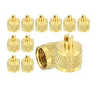 sourcing map 1/4" SAE Brass Flare Caps, 8Pcs Solid Brass Valve Caps, Refrigeration Valve Cap Valve Core Remover with Rubber Seal for HVAC AC System, Air Conditioning Industry Tubing