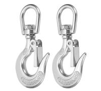 sourcing map 1/4" Slip Hook, 2Pcs 304 Stainless Steel Swivel Lifting Hook 771 lbs Capacity Rotatable Chain Clevis Hooks Safety Chain Hooks for Crane, Fishing Boat, Port Transportation