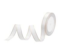 sourcing map 1.5cm 23m Wide Satin Ribbon with Gold Edges Border Grosgrain Fabric Ribbon for Gift Wrapping Wedding Bouquet, White