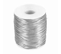 sourcing map 1.5mm Metallic Elastic Cords, Tinsel Elastic Stretch String Cord Thread Braiding Rope for Craft Making Gift Wrapping Ornaments, Silver Tone, 100m Total