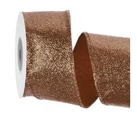sourcing map 1.6 Inch/4cm Glitter Wired Ribbon, Brown Sparkly Iridescent Ribbon 5 Yard for Christmas Tree Wreath Decoration Gift Wrapping, with Metallic Edge
