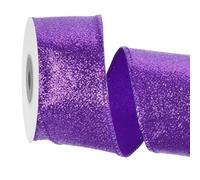 sourcing map 1.6 Inch/4cm Glitter Wired Ribbon, Purple Sparkly Iridescent Ribbon 5 Yard for Christmas Tree Wreath Decoration Gift Wrapping, with Metallic Edge