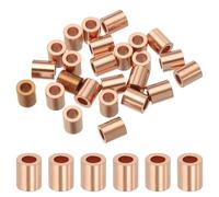 sourcing map 1/8"(2.5mm) Wire Rope Stop Sleeve, Copper Crimping Loops Sleeve Round Crimp Ferrules for Wire Rope and Cable Ferrule, Gold 25Pcs