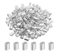 sourcing map 1/8" 3mm Aluminum Crimping Loop Sleeve Double Ferrule for Wire Rope Cable Line End, Silver 200pcs