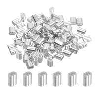 sourcing map 1/8" 3mm Aluminum Crimping Loop Sleeve Double Ferrule for Wire Rope Cable Line End, Silver 100pcs