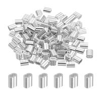 sourcing map 1/8" 3mm Aluminum Crimping Loop Sleeve Double Ferrule for Wire Rope Cable Line End, Silver 120pcs