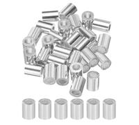 sourcing map 1/8" 3mm Aluminum Crimping Loop Sleeve Single Round Ferrule for Wire Rope Cable Line End, Silver 25pcs