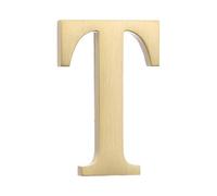 sourcing map 1.8 Inch House Letter, Brass Self-adhesive Mailbox Door Plaque, Brushed Finish Outdoor Address Sign for Office Hotel Apartments, Garden (Letter T, Gold Tone)