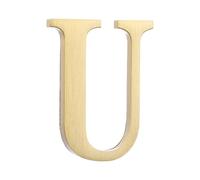 sourcing map 1.8 Inch House Letter, Brass Self-adhesive Mailbox Door Plaque, Brushed Finish Outdoor Address Sign for Office Hotel Apartments, Garden (Letter U, Gold Tone)