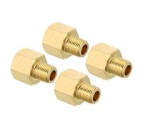 sourcing map 1/8 NPT Male x 1/4 NPT Female Brass Pipe Fitting Hex Reducer Adaptor for Water Gas Transfer, 4pcs
