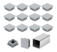 sourcing map 1 9/16" (40mm) Square Tubing End Caps, 16 Pcs Plastic Hole Plugs Insert End Cap for Metal Tubing Post Chair Leg Table Bookshelves Furniture, Grey