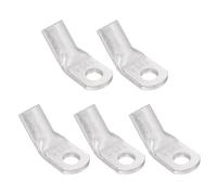 sourcing map 1 AWG - 1/4" Copper Wire Lugs, 45 Degree Bent Battery Cable Ends Battery Lugs Ring Terminals Connectors Bare Copper Eyelet for Marine Electrical Supplies (Silver, 5Pcs)