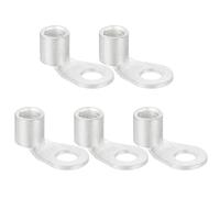 sourcing map 1 AWG - 5/16" Copper Wire Lugs, 90 Degree Bent Battery Cable Ends Battery Lugs Ring Terminals Connectors Bare Copper Eyelet for Marine Electrical Supplies (Silver, 5Pcs)