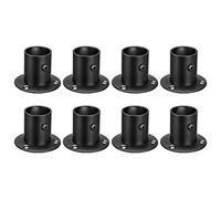sourcing map 1'' Dia Stainless Steel Pole Sockets Flange Rod Holder Bracket Support for Bathroom Closet Curtain, Set of 8, Black