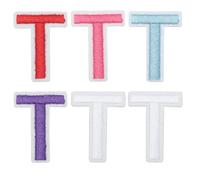 sourcing map 1" Embroidered Letter T Patches,Chenille Initial A-Z Fabric Patch Sew Iron on for DIY Supplies T-Shirt Clothing Jacket Bag (Blue,Purple,Red,Pink,White),Pack of 6