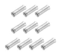 sourcing map 1 Gauge Flared Barrel Butt Connectors, 1 AWG Tinned Copper Wire Connectors Non-Insulated Wire Butt Terminal for Vehicle Electric Power Home Appliance, Pack of 10(Silver)