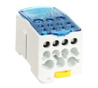 sourcing map 1 in 11 Out Rail Terminal Blocks, 690V 250A Connectors Power Distribution Block with Flame-Retardant Housing for Power Distribution Cabinets, Blue 48.5mm Width 12-10AWG Gauge