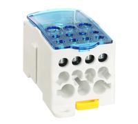 sourcing map 1 in 11 Out Rail Terminal Blocks, 690V 400A Connectors Power Distribution Block with Flame-Retardant Housing for Power Distribution Cabinets, Blue 48.5mm Width 12-10AWG Gauge