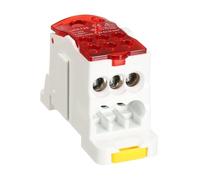 sourcing map 1 in 6 Out Rail Terminal Blocks, 690V 125A Connectors Power Distribution Block with Flame-Retardant Housing for Power Distribution Cabinets, Red 29.4mm Width 12-6AWG Gauge