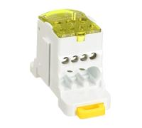 sourcing map 1 in 6 Out Rail Terminal Blocks, 690V 80A Connectors Power Distribution Block with Flame-Retardant Housing for Power Distribution Cabinets, Yellow 29.3mm Width 12-10AWG Gauge
