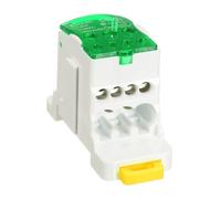 sourcing map 1 in 6 Out Rail Terminal Blocks, 690V 80A Connectors Power Distribution Block with Flame-Retardant Housing for Power Distribution Cabinets, Green 29.3mm Width 12-10AWG Gauge