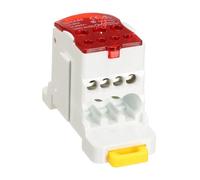 sourcing map 1 in 6 Out Rail Terminal Blocks, 690V 80A Connectors Power Distribution Block with Flame-Retardant Housing for Power Distribution Cabinets, Red 29.3mm Width 12-10AWG Gauge