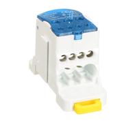 sourcing map 1 in 6 Out Rail Terminal Blocks, 690V 80A Connectors Power Distribution Block with Flame-Retardant Housing for Power Distribution Cabinets, Blue 29.3mm Width 12-10AWG Gauge