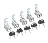 sourcing map 1 Inch Cabinet Cam Lock with Key, Keyed Alike Cam Replacement Lock Cylinder Tubular Toolbox Locks for RV Drawer Storage Cart Mailbox, Silver Pack of 5